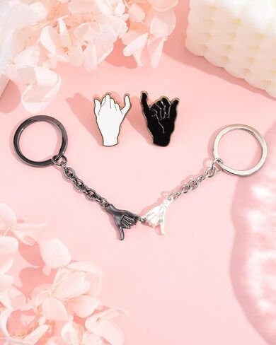 SUNSH سلة عيد الفصح الحشو زوجين الهدايا المفاتيح علاقة لمسافات طويلة هدية للزوجين أحبك هدايا لصديقها صديقة النساء الرجال، عيد ميلاد الخنصر وعد مطابقة سلسلة المفاتيح للأزواج in Kuwait