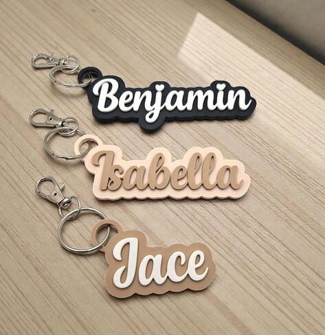 Custom Personalized Name Keychain, Multicolor Plastic, Small, Lightweight, Bubble Font Nametag, with Swivel Clasp and Metal Loop, for Kids Backpacks and Lunch Boxes in Saudi Arabia