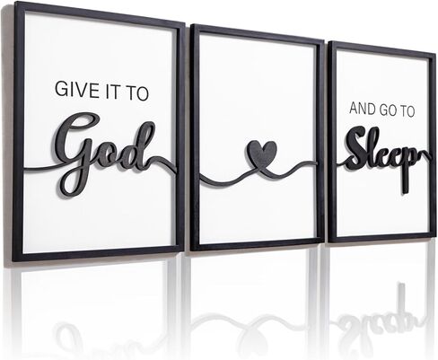 3D Wood Faith Hope Love Wall Decor, Christian Wall Art Bible Verses Wall Decor Scripture Wall Art for Bedroom Bathroom Kitchen Living Room Office(12x16 inches, Set of 3, Framed) in Kuwait