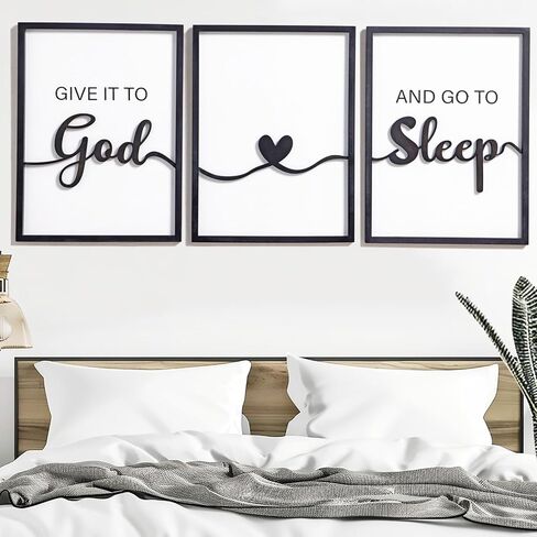 3D Wood Faith Hope Love Wall Decor, Christian Wall Art Bible Verses Wall Decor Scripture Wall Art for Bedroom Bathroom Kitchen Living Room Office(12x16 inches, Set of 3, Framed) in Kuwait