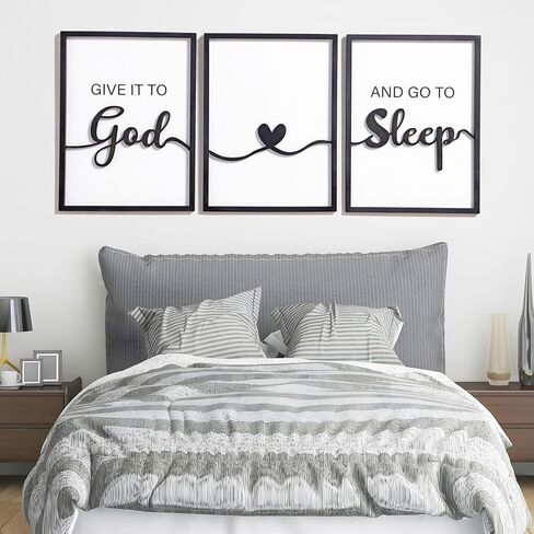 3D Wood Faith Hope Love Wall Decor, Christian Wall Art Bible Verses Wall Decor Scripture Wall Art for Bedroom Bathroom Kitchen Living Room Office(12x16 inches, Set of 3, Framed) in Kuwait
