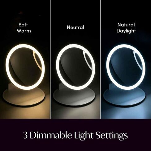 مرآة مكياج مكبرة للسفر من فانسي 10 مرات مع أضواء، قابلة لإعادة الشحن، حامل بارتفاع 8 بوصات، 3 أوضاع ألوان قابلة للتعتيم، مرآة زينة LED محمولة (أبيجيل) in Kuwait