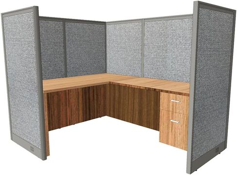 GOF 1 Person Workstation Cubicle (6'D x 6'W x 4'H) / Office Partition, Room Divider (60" h Cubicle with Desk, Walnut) in Saudi Arabia