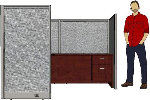 GOF 1 Person Workstation Cubicle (6'D x 6'W x 4'H) / Office Partition, Room Divider (60" h Cubicle with Desk, Walnut) in Saudi Arabia