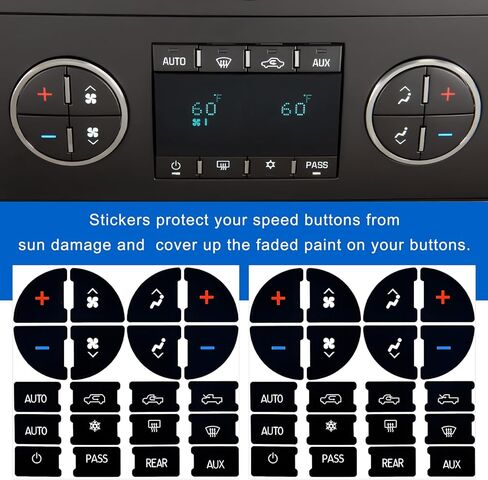 Rear Radio Volume Control, AC Panel Sticker & Radio Volume Control Knob Replaces OEM 22912547, Automotive Dash Button Repair Kit for 2007-2015 Tahoe Suburban Avalanche in Saudi Arabia