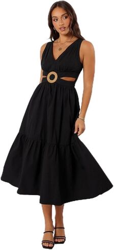 Petal & Pup Women's Carmella-midi-Dress-Black in Saudi Arabia