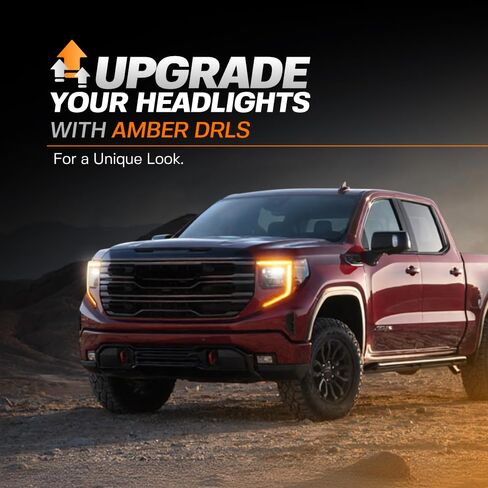 طقم كهرمان DRL بدوام كامل ضوء الجري النهاري تجاوز تسخير وزارة الدفاع للنهار والليل كهرمان كامل يناسب 2022-2026 جي إم سي كانيون سييرا 1500 محدث 2024-2026 جي إم سي سييرا 2500HD 3500HD التوصيل والتشغيل بدون قطع in Kuwait
