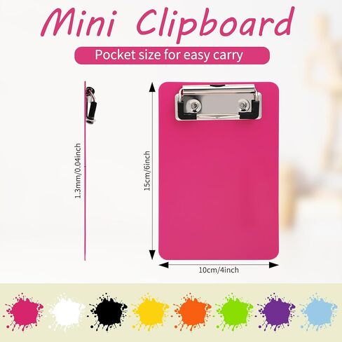 CEYAZYE 8 عبوات من ألواح الحافظة الصغيرة مقاس 4x6 بوصة، لوحة مشبك صغيرة ملونة مع مشبك منخفض المستوى، لوحات حافظة بلاستيكية قابلة للتعليق، حامل نموذج مستندات مذكرة الكتابة لمستلزمات المكتب والفصول الدراسية in Kuwait
