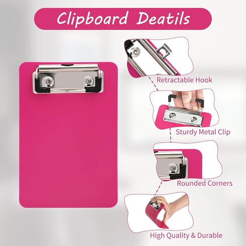 CEYAZYE 8 عبوات من ألواح الحافظة الصغيرة مقاس 4x6 بوصة، لوحة مشبك صغيرة ملونة مع مشبك منخفض المستوى، لوحات حافظة بلاستيكية قابلة للتعليق، حامل نموذج مستندات مذكرة الكتابة لمستلزمات المكتب والفصول الدراسية in Kuwait