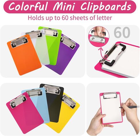 CEYAZYE 8 عبوات من ألواح الحافظة الصغيرة مقاس 4x6 بوصة، لوحة مشبك صغيرة ملونة مع مشبك منخفض المستوى، لوحات حافظة بلاستيكية قابلة للتعليق، حامل نموذج مستندات مذكرة الكتابة لمستلزمات المكتب والفصول الدراسية in Kuwait