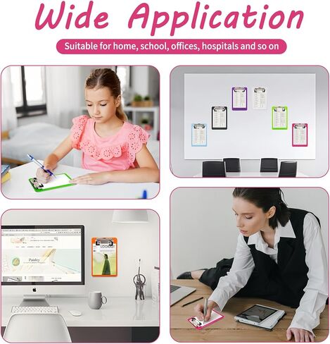 CEYAZYE 8 عبوات من ألواح الحافظة الصغيرة مقاس 4x6 بوصة، لوحة مشبك صغيرة ملونة مع مشبك منخفض المستوى، لوحات حافظة بلاستيكية قابلة للتعليق، حامل نموذج مستندات مذكرة الكتابة لمستلزمات المكتب والفصول الدراسية in Kuwait