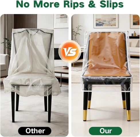 أغطية الكراسي، أغطية كراسي الطعام البلاستيكية، أغطية مقاعد مقاومة للماء لكراسي غرفة الطعام، 4 عبوات من واقيات الكراسي الشفافة من البولي فينيل كلوريد - عرض 21 × عمق 18 يناسب مقاس 16-23 بوصة in Kuwait