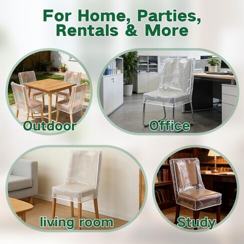 أغطية الكراسي، أغطية كراسي الطعام البلاستيكية، أغطية مقاعد مقاومة للماء لكراسي غرفة الطعام، 4 عبوات من واقيات الكراسي الشفافة من البولي فينيل كلوريد - عرض 21 × عمق 18 يناسب مقاس 16-23 بوصة in Kuwait