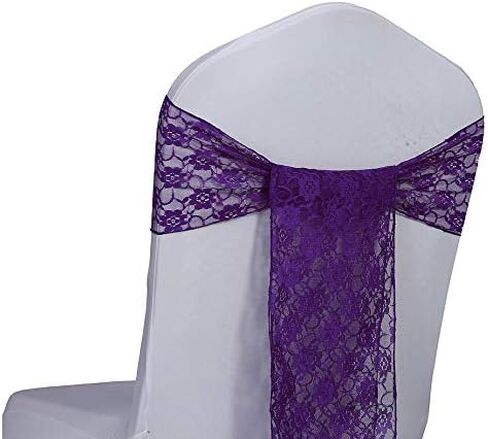 VDS الدانتيل كرسي أوشاح غطاء الكرسي الخلفي التعادل الأزهار راشيل خمر الأقواس الشريط لحفل زفاف عيد ميلاد التخرج خطوبة حدث حفلة مأدبة مكان فندق كرسي الديكور (100 قطعة) - العاج in Kuwait