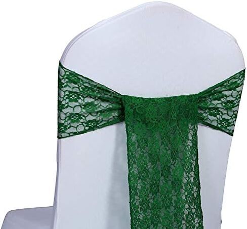 VDS Lace Chair Sashes Chair Cover Back Tie Floral Raschel Vintage Bows Ribbon for Wedding Birthday Graduation Engagement Event Party Banquet Venue Hotel Chair Decoration (100 Pieces) - Ivory in Saudi Arabia