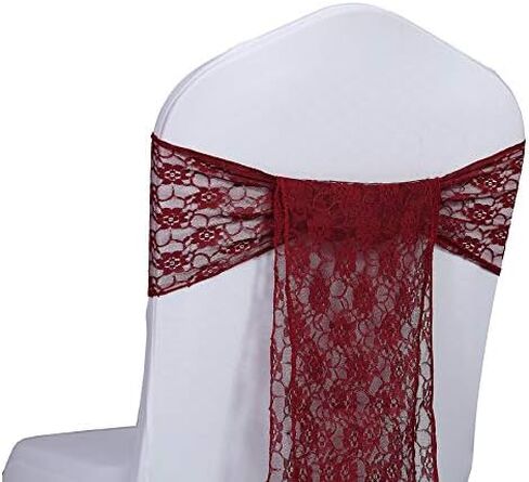 VDS Lace Chair Sashes Chair Cover Back Tie Floral Raschel Vintage Bows Ribbon for Wedding Birthday Graduation Engagement Event Party Banquet Venue Hotel Chair Decoration (100 Pieces) - Ivory in Saudi Arabia