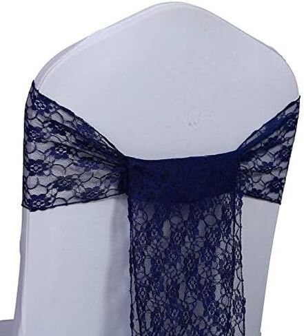VDS Lace Chair Sashes Chair Cover Back Tie Floral Raschel Vintage Bows Ribbon for Wedding Birthday Graduation Engagement Event Party Banquet Venue Hotel Chair Decoration (100 Pieces) - Ivory in Saudi Arabia