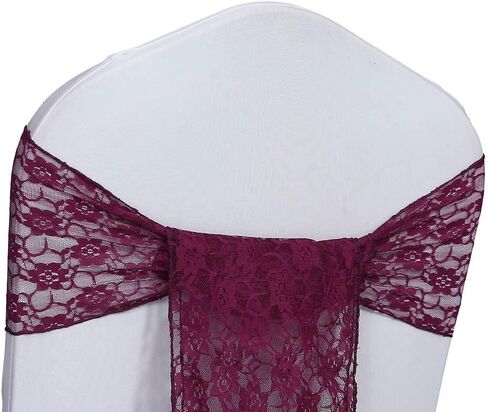 VDS Lace Chair Sashes Chair Cover Back Tie Floral Raschel Vintage Bows Ribbon for Wedding Birthday Graduation Engagement Event Party Banquet Venue Hotel Chair Decoration (100 Pieces) - Ivory in Saudi Arabia