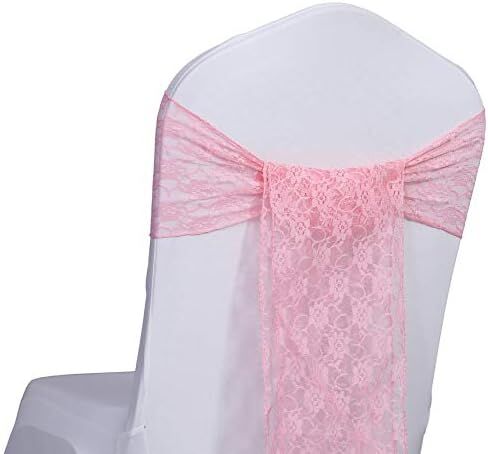 VDS Lace Chair Sashes Chair Cover Back Tie Floral Raschel Vintage Bows Ribbon for Wedding Birthday Graduation Engagement Event Party Banquet Venue Hotel Chair Decoration (100 Pieces) - Ivory in Saudi Arabia