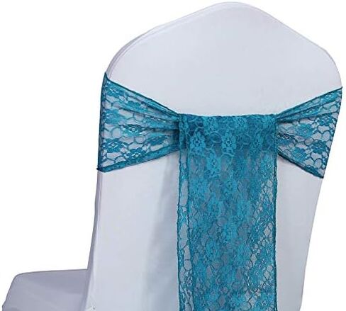 VDS Lace Chair Sashes Chair Cover Back Tie Floral Raschel Vintage Bows Ribbon for Wedding Birthday Graduation Engagement Event Party Banquet Venue Hotel Chair Decoration (100 Pieces) - Ivory in Saudi Arabia