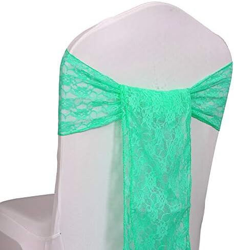 VDS Lace Chair Sashes Chair Cover Back Tie Floral Raschel Vintage Bows Ribbon for Wedding Birthday Graduation Engagement Event Party Banquet Venue Hotel Chair Decoration (100 Pieces) - Ivory in Saudi Arabia