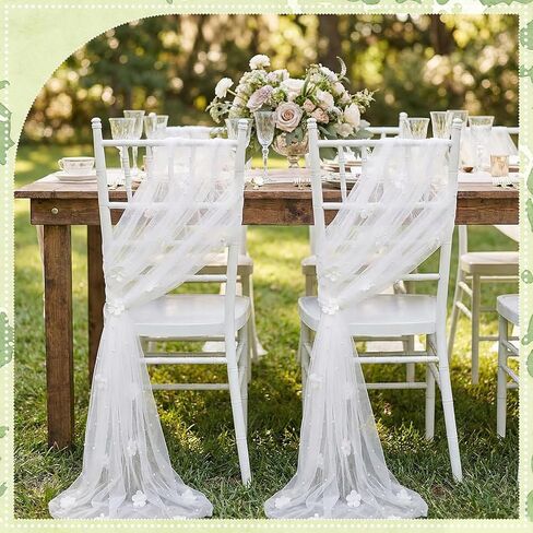 16 Pieces Wedding Chair Back Side Decorations 8 Feet Long Flower Pearl White Chair Sashes for Bridal Shower Veil Baby Shower Sweetheart Adornment Decor in Saudi Arabia