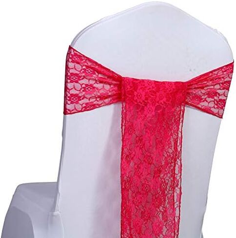 VDS Lace Chair Sashes Chair Cover Back Tie Floral Raschel Vintage Bows Ribbon for Wedding Birthday Graduation Engagement Event Party Banquet Venue Hotel Chair Decoration (100 Pieces) - Ivory in Saudi Arabia