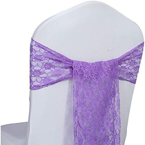 VDS Lace Chair Sashes Chair Cover Back Tie Floral Raschel Vintage Bows Ribbon for Wedding Birthday Graduation Engagement Event Party Banquet Venue Hotel Chair Decoration (100 Pieces) - Ivory in Saudi Arabia