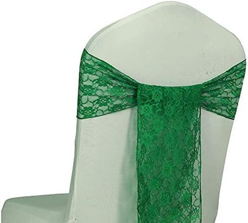 VDS Lace Chair Sashes Chair Cover Back Tie Floral Raschel Vintage Bows Ribbon for Wedding Birthday Graduation Engagement Event Party Banquet Venue Hotel Chair Decoration (100 Pieces) - Ivory in Saudi Arabia