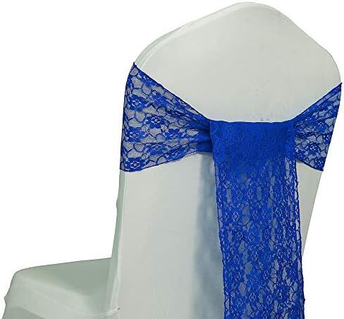 VDS Lace Chair Sashes Chair Cover Back Tie Floral Raschel Vintage Bows Ribbon for Wedding Birthday Graduation Engagement Event Party Banquet Venue Hotel Chair Decoration (100 Pieces) - Ivory in Saudi Arabia
