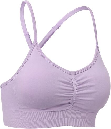 حمالات صدر رياضية من NVS للنساء مكشكشة ورقبة على شكل حرف V وأشرطة قابلة للتعديل على شكل حرف Y ومبطنة من الخلف بدون خياطة للتمرين in Kuwait