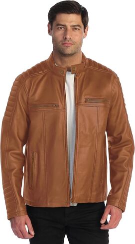Gioberti Men's Stand Collar Motorcycle Leather Bomber Jacket in Saudi Arabia