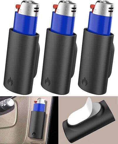 Silicone Lighter Holder with 3M Adhesive – Multi-Purpose Chapstick Holder for Lip Balm, Keys, Small Essentials – Weatherproof, Strong Hold for Indoor & Outdoor Use 3 Pack Black in Kuwait