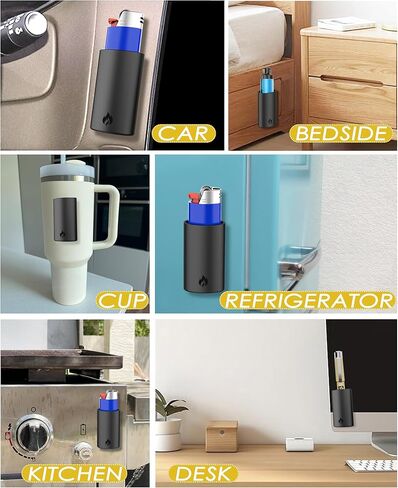 Silicone Lighter Holder with 3M Adhesive – Multi-Purpose Chapstick Holder for Lip Balm, Keys, Small Essentials – Weatherproof, Strong Hold for Indoor & Outdoor Use 3 Pack Black in Kuwait