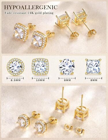 أقراط مسمارية للنساء والرجال مطلية بالذهب مرصعة بأحجار الزركونيا المكعبة in Kuwait