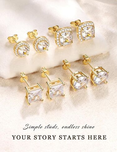 أقراط مسمارية للنساء والرجال مطلية بالذهب مرصعة بأحجار الزركونيا المكعبة in Kuwait