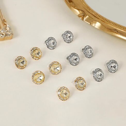 6 أزواج من الأقراط الذهبية لمسابقة الرقص للنساء 15 ملم من حجر الراين لمسابقة الرقص أقراط هالة كريستال حلق رقص شركات أداء مرحلة الأوبرا وحفلات الزفاف مجوهرات على شكل دائري in Kuwait