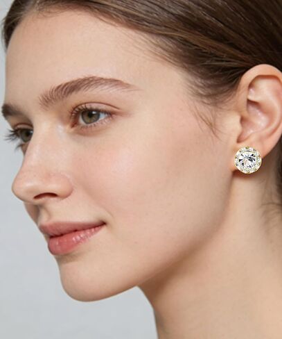 6 أزواج من الأقراط الذهبية لمسابقة الرقص للنساء 15 ملم من حجر الراين لمسابقة الرقص أقراط هالة كريستال حلق رقص شركات أداء مرحلة الأوبرا وحفلات الزفاف مجوهرات على شكل دائري in Kuwait