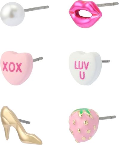 Betsey Johnson Jewelry Women's Sweetheart Lips 6-Single Stud Earring Set in Saudi Arabia
