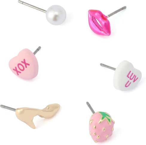 Betsey Johnson Jewelry Women's Sweetheart Lips 6-Single Stud Earring Set in Saudi Arabia