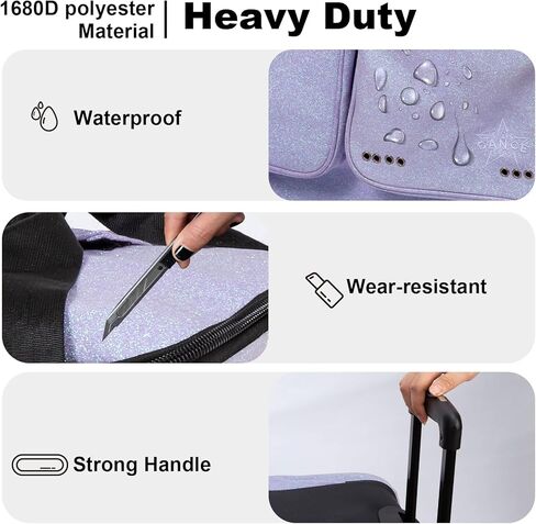 حقيبة رقص قابلة للطي مقاس 23 بوصة مع رف للملابس، حقائب ملابس دوارة لأزياء الرقص للسفر، حقيبة ملابس من القماش الخشن للراقص، حقيبة منافسة قابلة للطي بعجلات in Kuwait