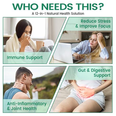 HIIHONE (عبوتان) 12 في 1 قطرات سائلة سورسوب مريرة مع طحالب البحر، وزيت الحبة السوداء، والمورينجا لدعم الخلايا وتجديدها، والمناعة، والكبد، والأمعاء ومضادات الأكسدة - 2 أونصة سائلة in Kuwait