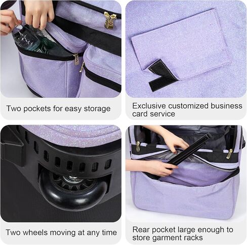 حقيبة رقص قابلة للطي مقاس 23 بوصة مع رف للملابس، حقائب ملابس دوارة لأزياء الرقص للسفر، حقيبة ملابس من القماش الخشن للراقص، حقيبة منافسة قابلة للطي بعجلات in Kuwait