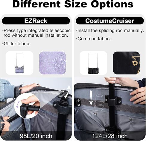حقيبة رقص قابلة للطي مقاس 23 بوصة مع رف للملابس، حقائب ملابس دوارة لأزياء الرقص للسفر، حقيبة ملابس من القماش الخشن للراقص، حقيبة منافسة قابلة للطي بعجلات in Kuwait