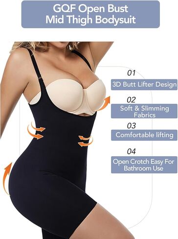 GQF Open Bust Mid Thigh Bodysuit Seamless Sculpting Body Shaper Shapewear for Women Tummy Control Seamless Sculpting 687 in Saudi Arabia