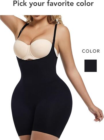 GQF Open Bust Mid Thigh Bodysuit Seamless Sculpting Body Shaper Shapewear for Women Tummy Control Seamless Sculpting 687 in Saudi Arabia