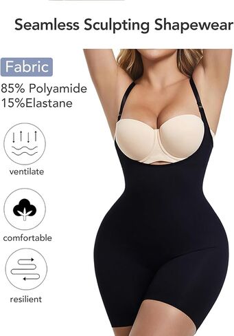 GQF Open Bust Mid Thigh Bodysuit Seamless Sculpting Body Shaper Shapewear for Women Tummy Control Seamless Sculpting 687 in Saudi Arabia