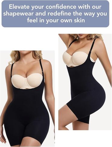 GQF Open Bust Mid Thigh Bodysuit Seamless Sculpting Body Shaper Shapewear for Women Tummy Control Seamless Sculpting 687 in Saudi Arabia