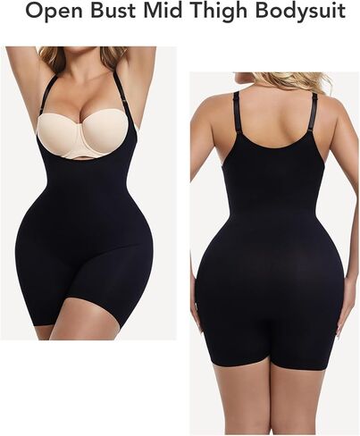 GQF Open Bust Mid Thigh Bodysuit Seamless Sculpting Body Shaper Shapewear for Women Tummy Control Seamless Sculpting 687 in Saudi Arabia