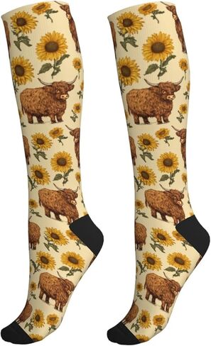 جوارب ضغط لطيفة على شكل نحلة العسل للنساء والرجال، جوارب طويلة حتى الركبة للركض الرياضي وركوب الدراجات in Kuwait